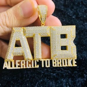 Sterling Silver Allergic To Broke Pendant w/ chain